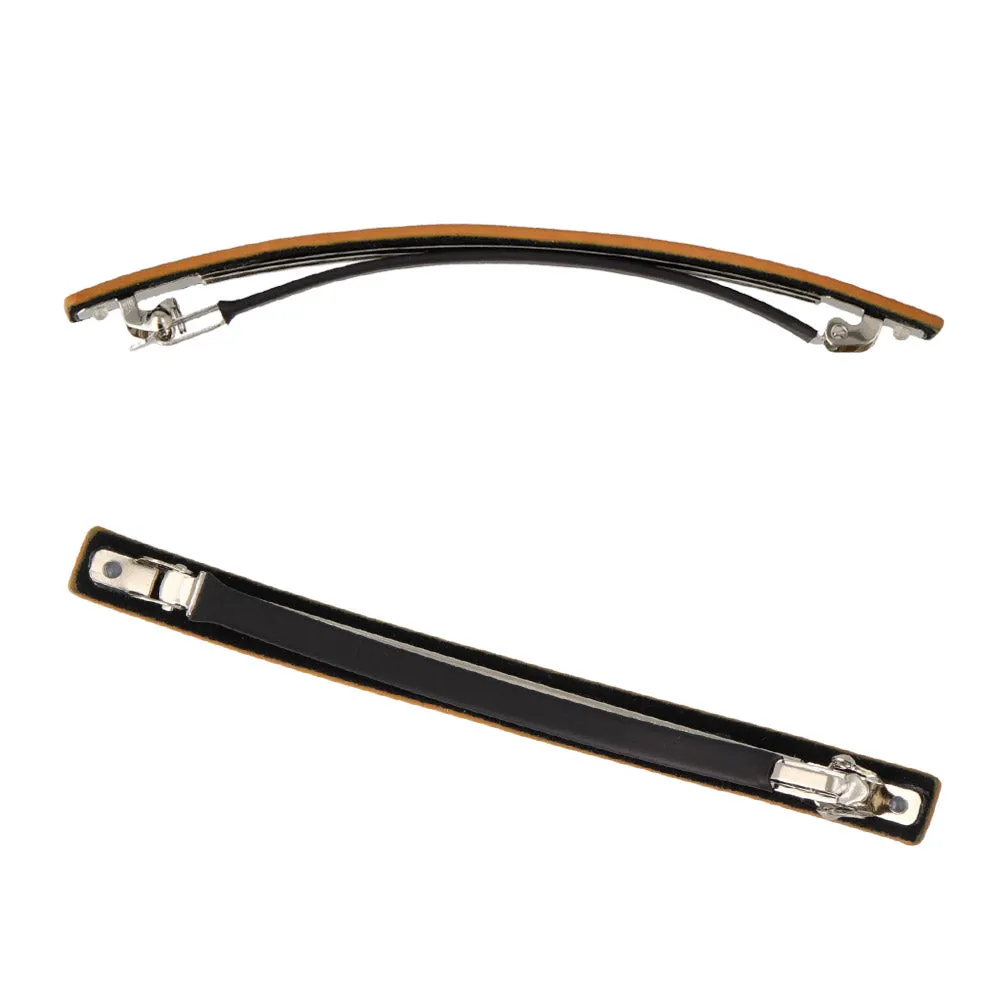 Thin Brown Leather Hair Barrette