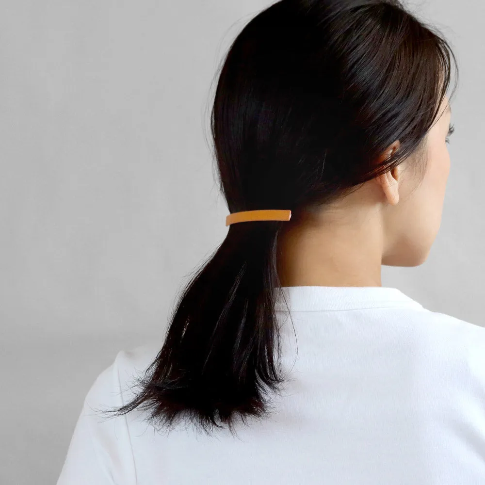 Thin Brown Leather Hair Barrette