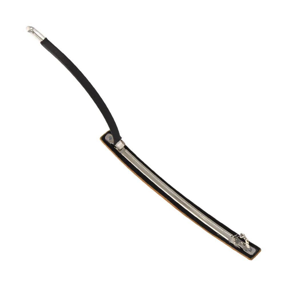 Thin Brown Leather Hair Barrette