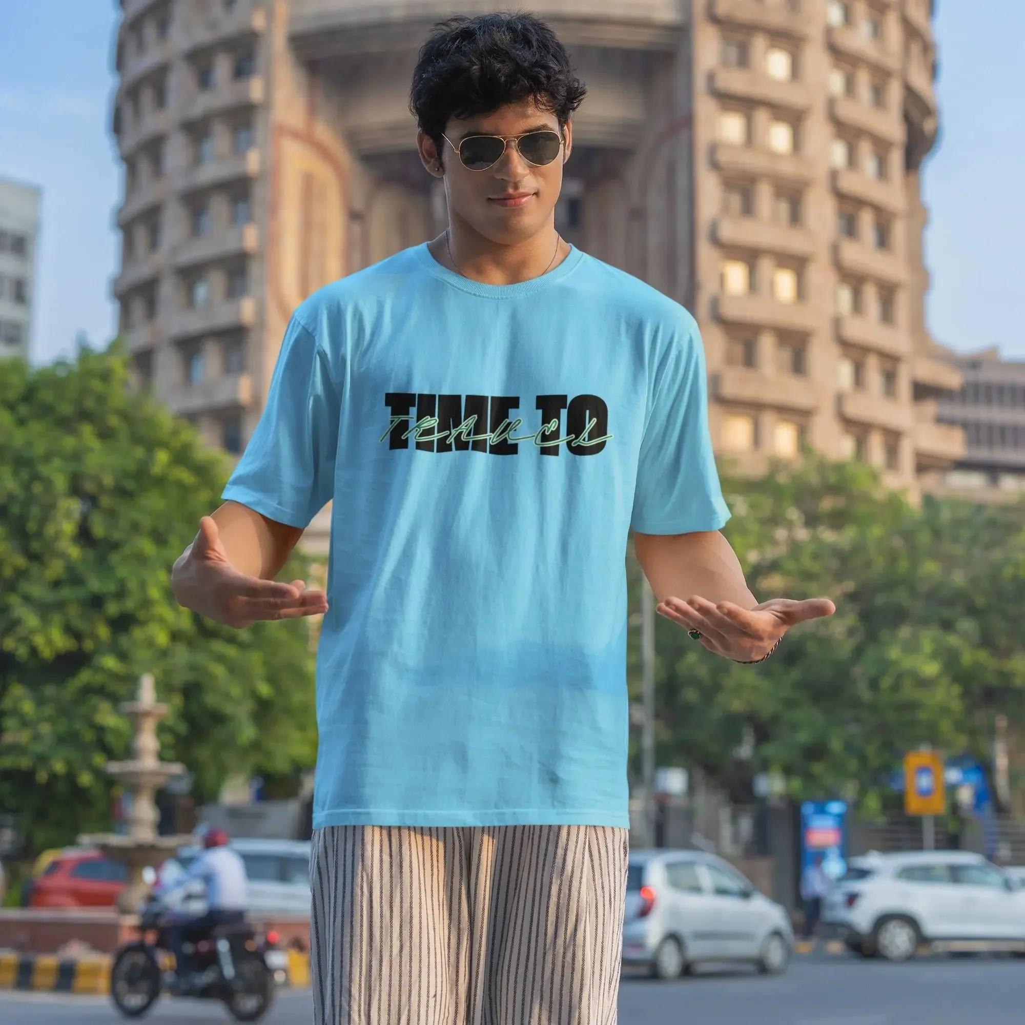 Time to Travel Round Neck Half Sleeve Classic T-Shirt