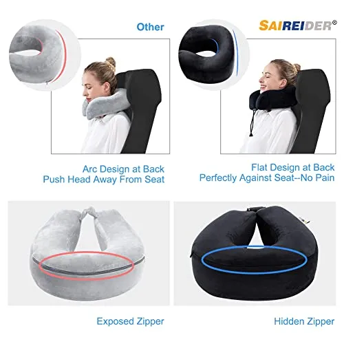Travel Neck Pillow for Airplane Sleeping 100% Memory Foam