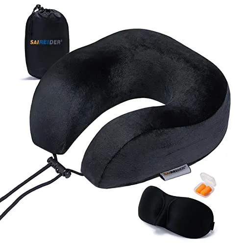 Travel Neck Pillow for Airplane Sleeping 100% Memory Foam