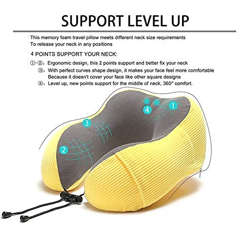 Travel Pillow Memory Foam with 360-Degree Head Support