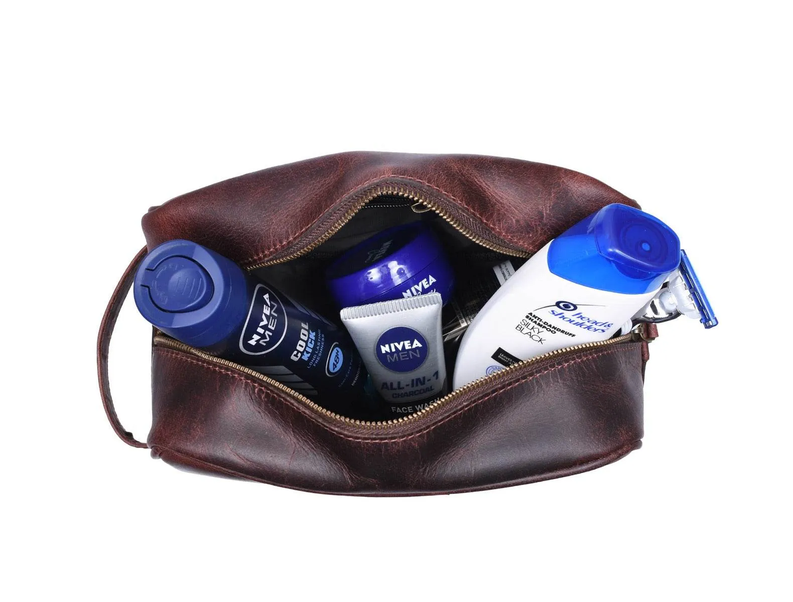 Vacone Leather Toiletry Bag - Walnut Brown