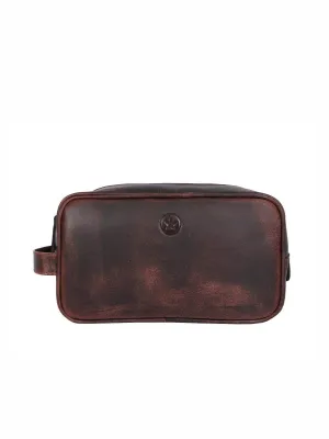 Vacone Leather Toiletry Bag - Walnut Brown