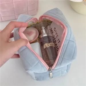 Zipper Large Solid Color Cosmetic Bag Cute Fur Makeup Bag